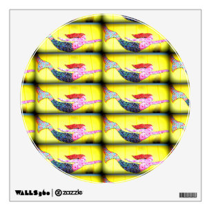 pink mosaic mermaids yellow wall sticker