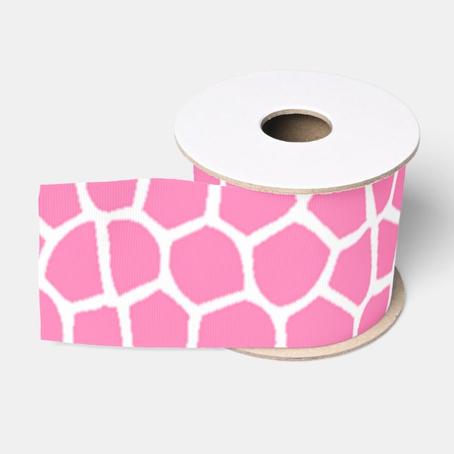 Pink Mosaic or Pink Giraffe Print Grosgrain Ribbon (Spool)