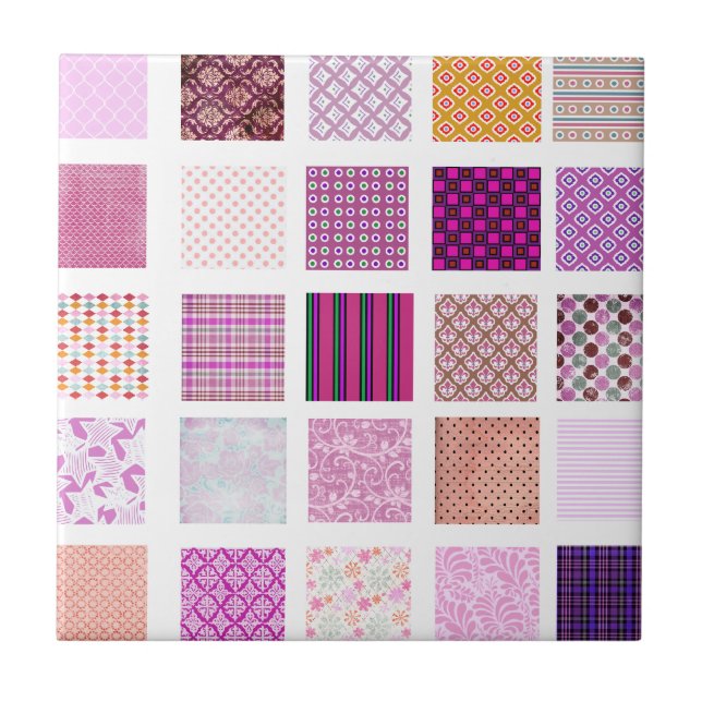 Pink Mosaic pattern Ceramic Tile (Front)