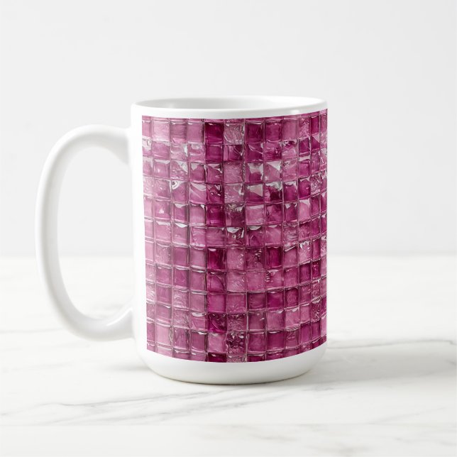 Pink mosaic pattern coffee mug (Left)