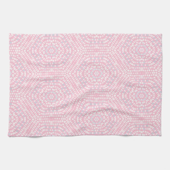 Pink Mosaic Pattern Kitchen Towel (Horizontal)
