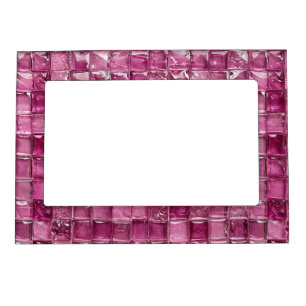 Pink mosaic pattern magnetic frame