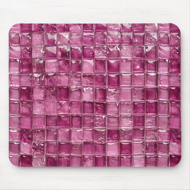 Pink mosaic pattern mouse pad (Front)