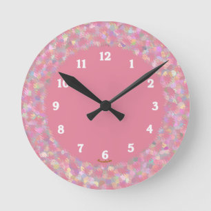Pink Mosaic Pattern Round Clock