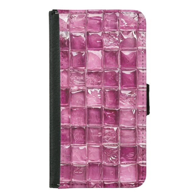 Pink mosaic pattern samsung galaxy wallet case (Front)