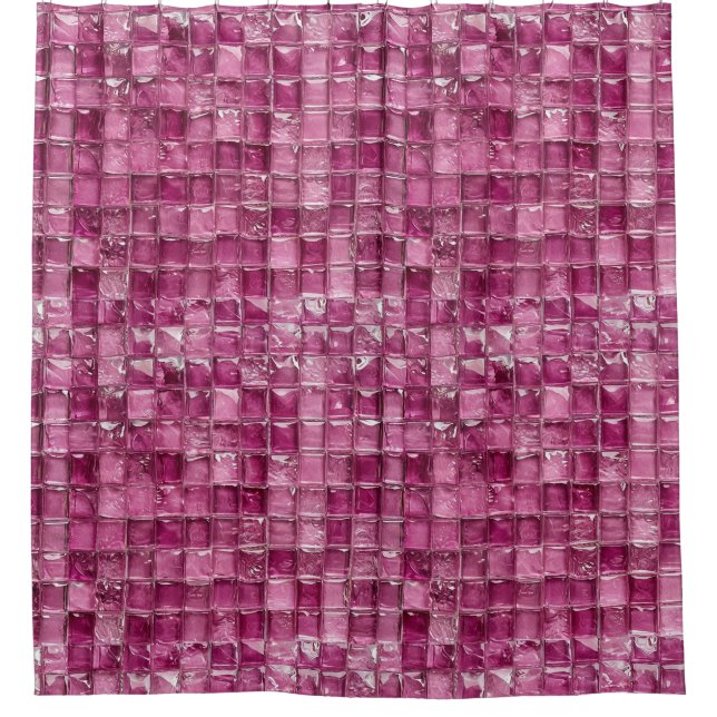 Pink mosaic pattern shower curtain (Front)