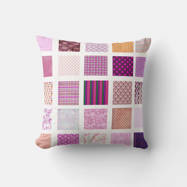 Pink Mosaic pattern Throw Pillow (Front)