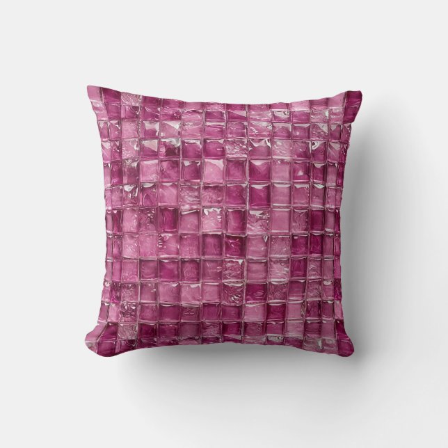 Pink mosaic pattern throw pillow (Front)