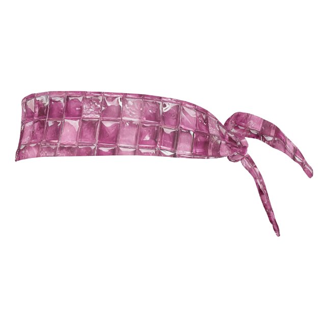 Pink mosaic pattern tie headband (Rotate 90)