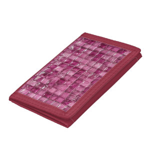 Pink mosaic pattern tri-fold wallet