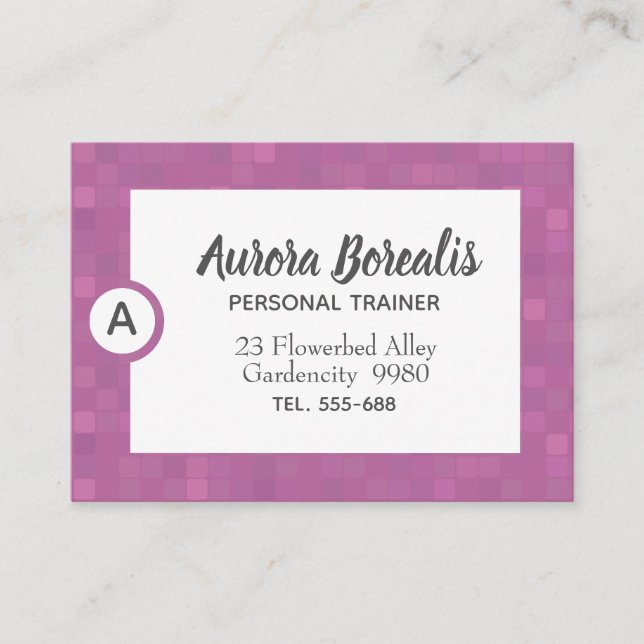 Pink mosaic pixels lilac business card (Front)