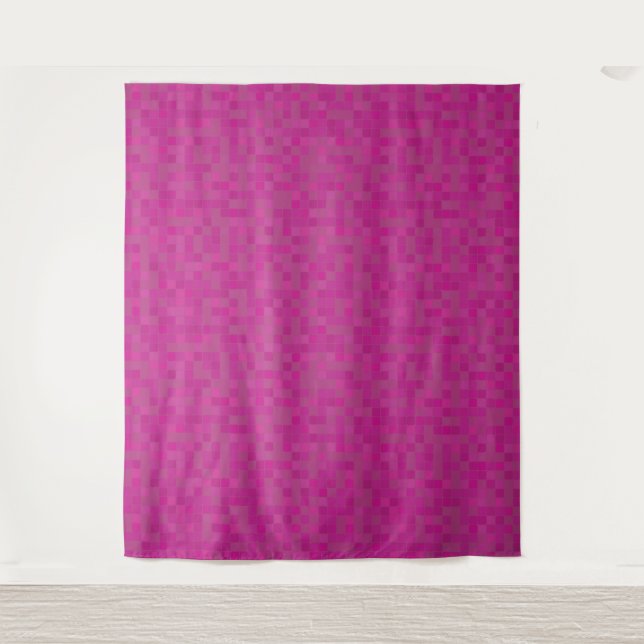 Pink mosaic pixels personalized monogram  tapestry (Front)