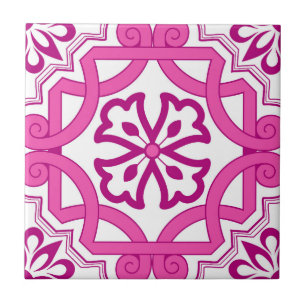 Pink Mosaic Portuguese Mediterranean  Ceramic Tile