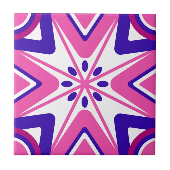 Pink Mosaic Portuguese Mediterranean  Ceramic Tile (Front)