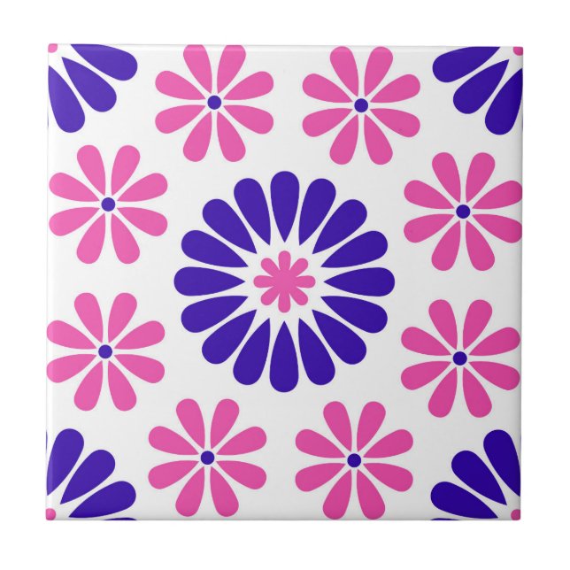Pink Mosaic Portuguese Mediterranean  Ceramic Tile (Front)