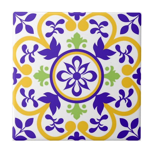 Pink Mosaic Portuguese Mediterranean  Ceramic Tile (Front)
