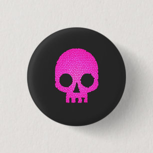 Pink Mosaic Skull T-Shirt Button