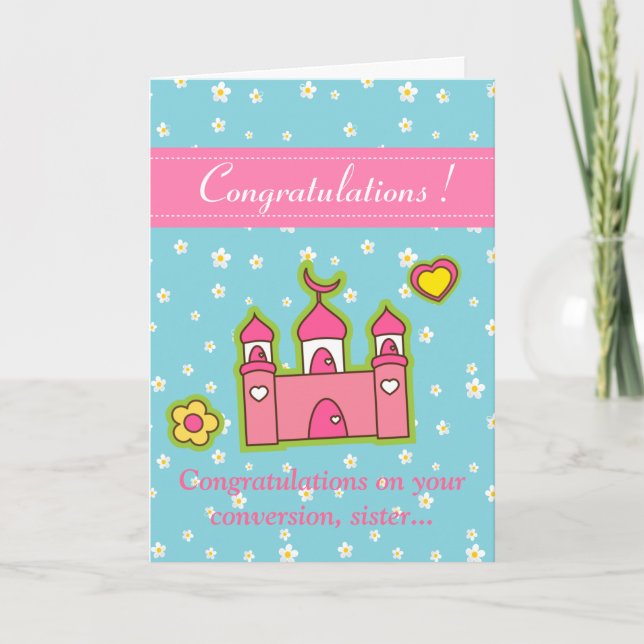 Pink Mosque Flowery Card (Front)