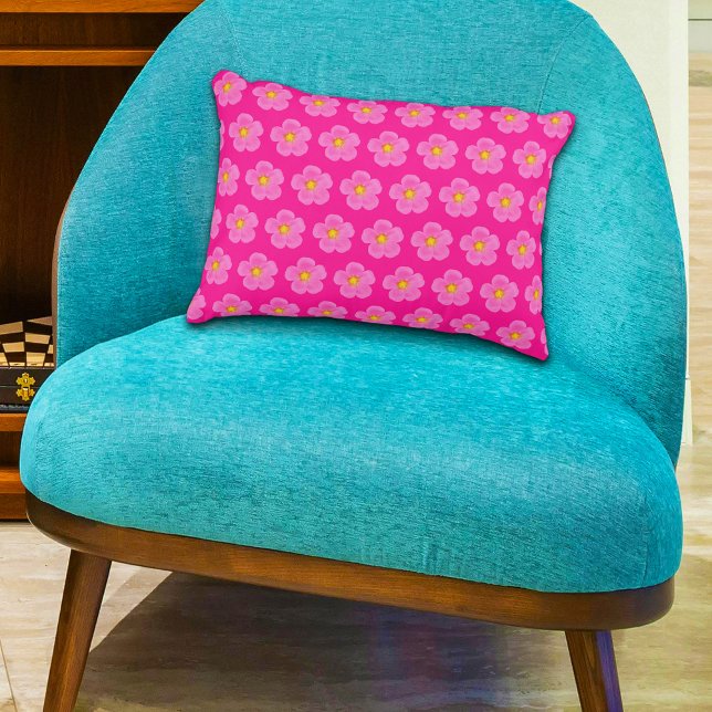 Pink Moss Rose Flower Seamless Pattern on Accent Pillow (Pink Moss Rose flower seamless pattern on accent pillow)