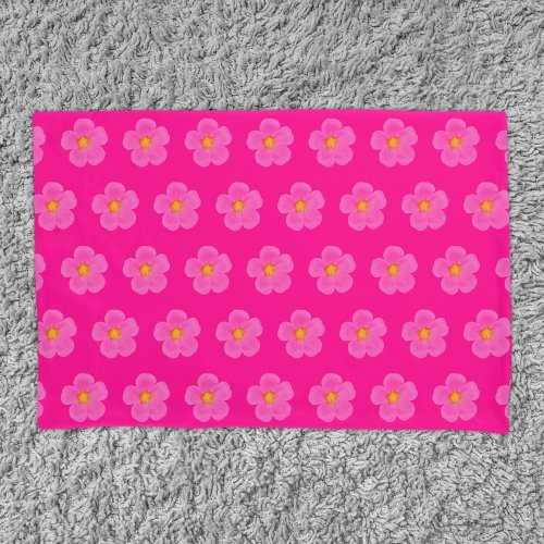 Pink Moss Rose Flower Seamless Pattern on Pillow Case