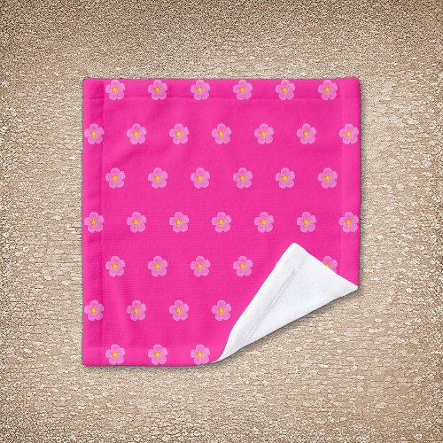 Pink Moss Rose Flower Seamless Pattern on Wash Cloth