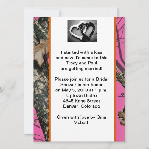 Pink Mossy Oak Bridal Shower Invitation