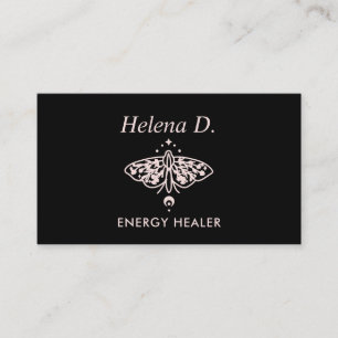 Pink Moth Butterfly Moon Phase Reiki Practitioner Business Card