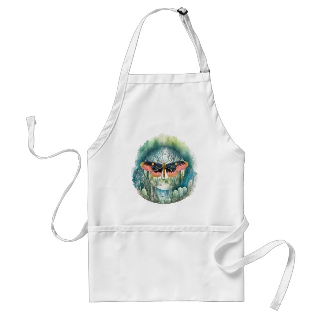 Pink Moth Forest Night Adult Apron (Front)