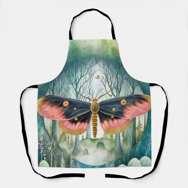 Pink Moth Forest Night Apron (Front)
