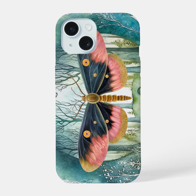 Pink Moth Forest Night Iphone Case (Back)