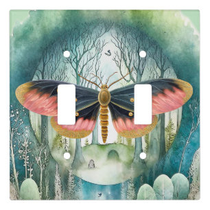 Pink Moth Forest Night Light Switch Cover