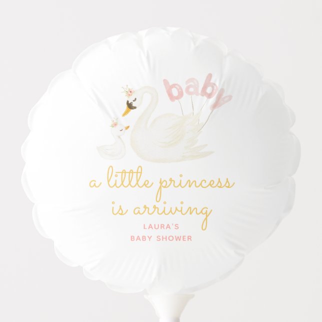 Pink Mother & Child Swan Balloons Baby Shower (Front)