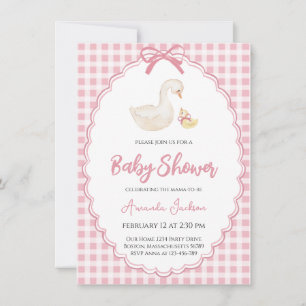 Pink Mother Goose and Gosling Baby Shower Invitation