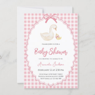 Pink Mother Goose and Gosling Baby Shower Invitation