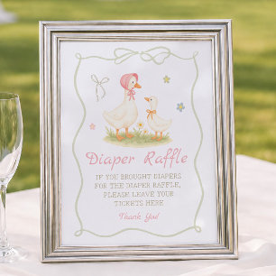 Pink Mother Goose Baby shower Diaper Raffle Poster