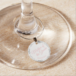 Pink Mother of Groom Wedding Wine Glass Name Charm