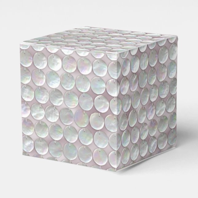 Pink Mother Of Pearl Sequins Favor Boxes (Front Side)