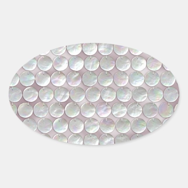Pink Mother Of Pearl Sequins Oval Sticker (Front)