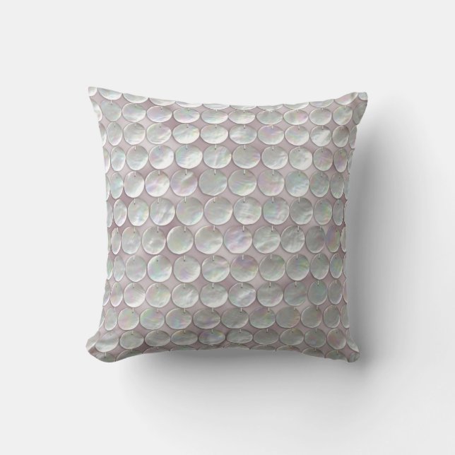 Pink Mother Of Pearl Sequins Throw Pillow (Front)