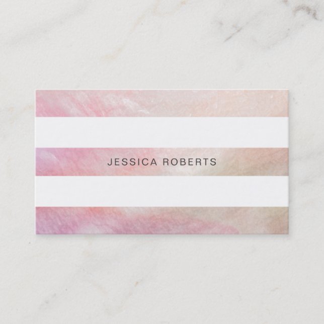Pink Mother of Pearl Stripes Pattern Business Card (Front)