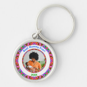 Pink Mother’s Day Best Mommy Mom Ever Photo Gift Keychain