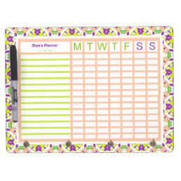 Pink Mother’s Day Mom Mam Weekly Goals Tracker Dry Erase Board With Keychain Holder
