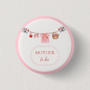 Pink Mother To Be Apple Clothesline Baby Shower Button