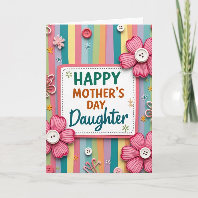 Pink Mothers Day Buttons Card (Front)