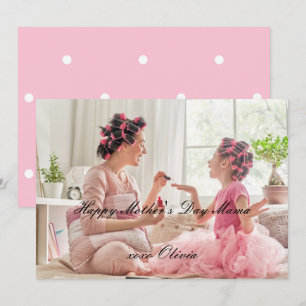 Pink mother's Day custom photo card