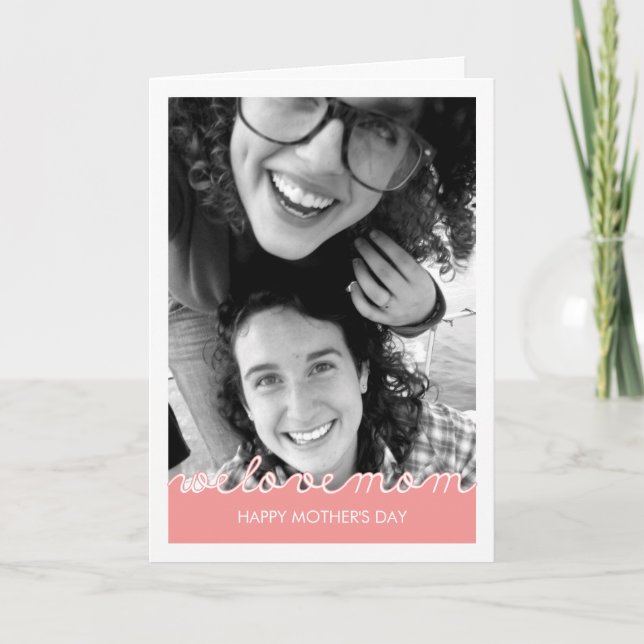 Pink Mothers Day Photo Love Mom Cut Out Text Card (Front)