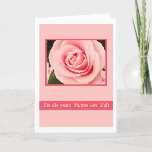 pink mothers day rose greeting card german