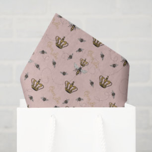 Pink Mothers Day Royal Queen Bee & Gold Crown Tissue Paper