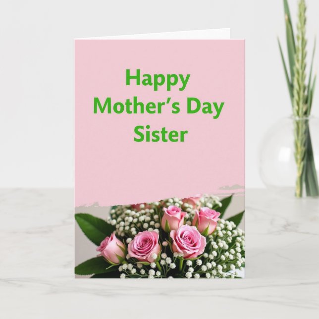 Pink Mothers Day Sister Card (Front)