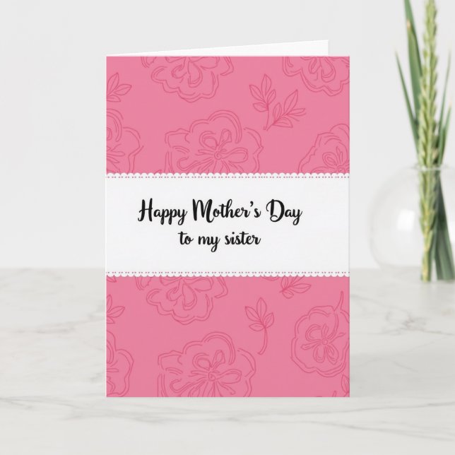 Pink Mothers Day Sister Love Card (Front)